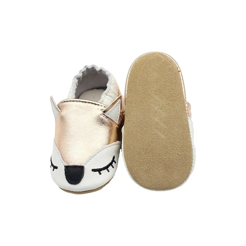 WildStep Leather Baby Moccasins | Animal Soft Sole First Walker Shoes 0-24M