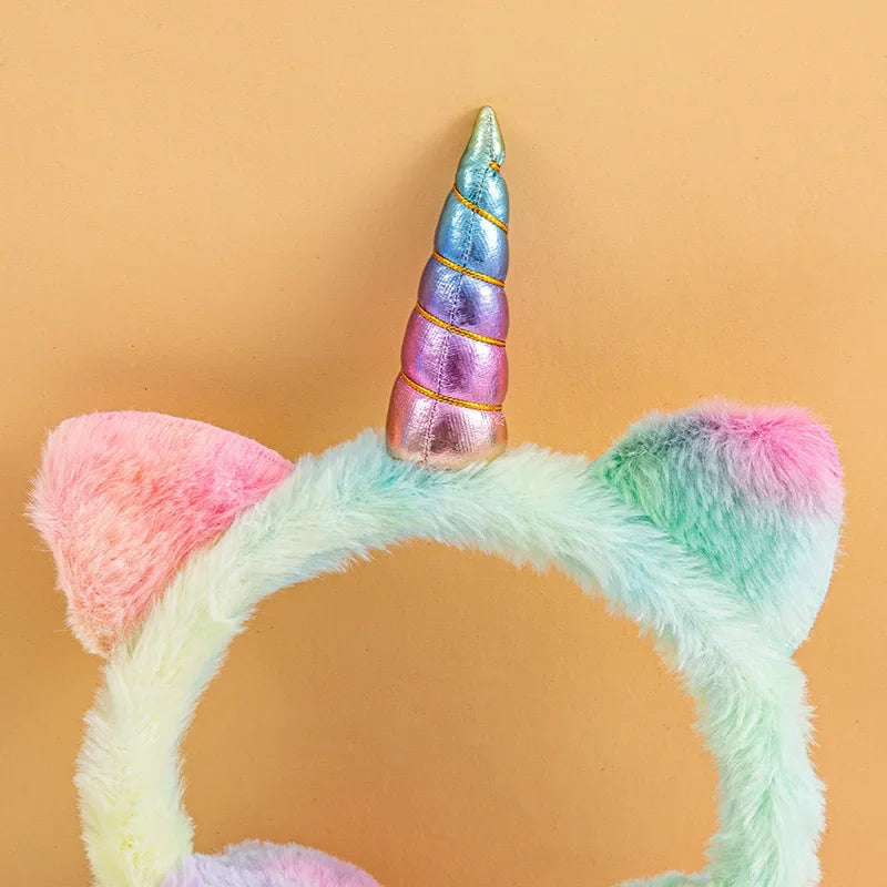 Unicorn Plush Earmuffs with Metallic Ears and Horns for Kids