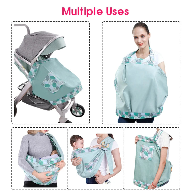 Adjustable Baby Wrap Carrier & Nursing Cover – Soft Breathable Sling (0–36 Months)