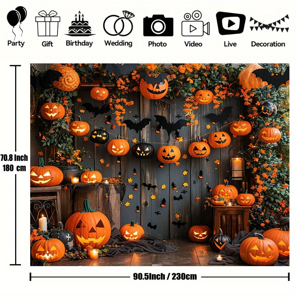 Pumpkin Halloween Backdrop - Autumn Party Banner for Photos & Decor
