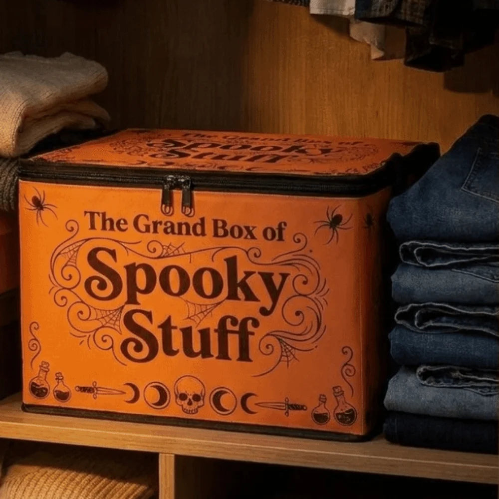 Halloween Storage Box - Spooky Stuff Organiser Bin with Lid