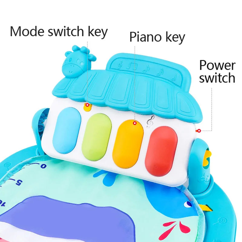 Baby Piano Play Gym with Music Mat and Sensory Toys