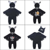 Baby Bat Romper Costume - Black Halloween Jumpsuit with Wing Sleeves