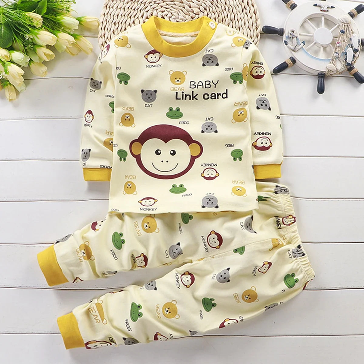 Cute Cartoon Cotton Pyjama Set for Autumn Bedtime & Everyday Lounging