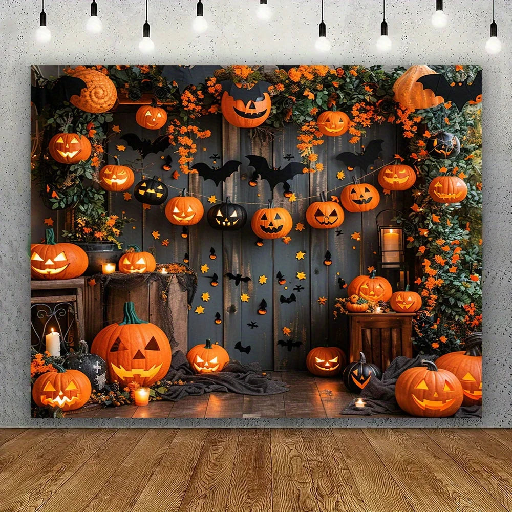 Pumpkin Halloween Backdrop - Autumn Party Banner for Photos & Decor