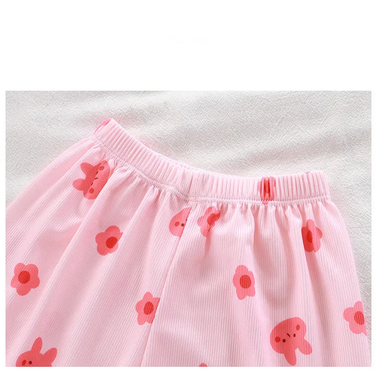 Short Sleeve Kids Pyjama Set with Cute Cartoon Prints