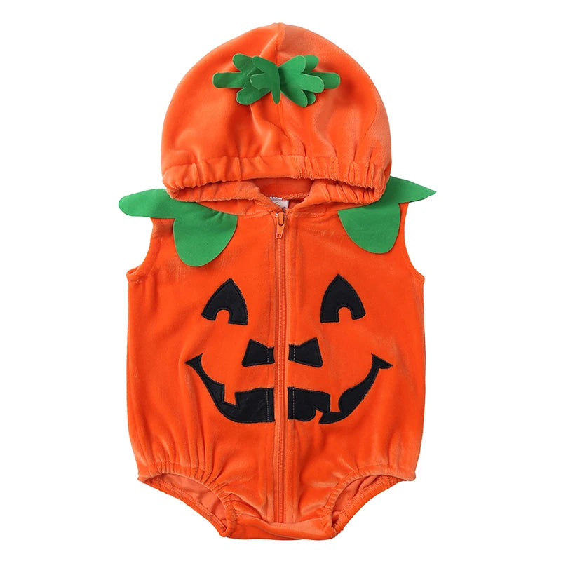 Baby Pumpkin Halloween Costume - Infant Pumpkin Romper Outfit & Dress-Up Set