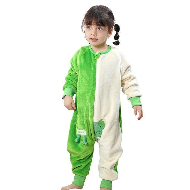 Warm Flannel Kids Sleepsack Pyjamas with Cute Cartoon Animal Prints