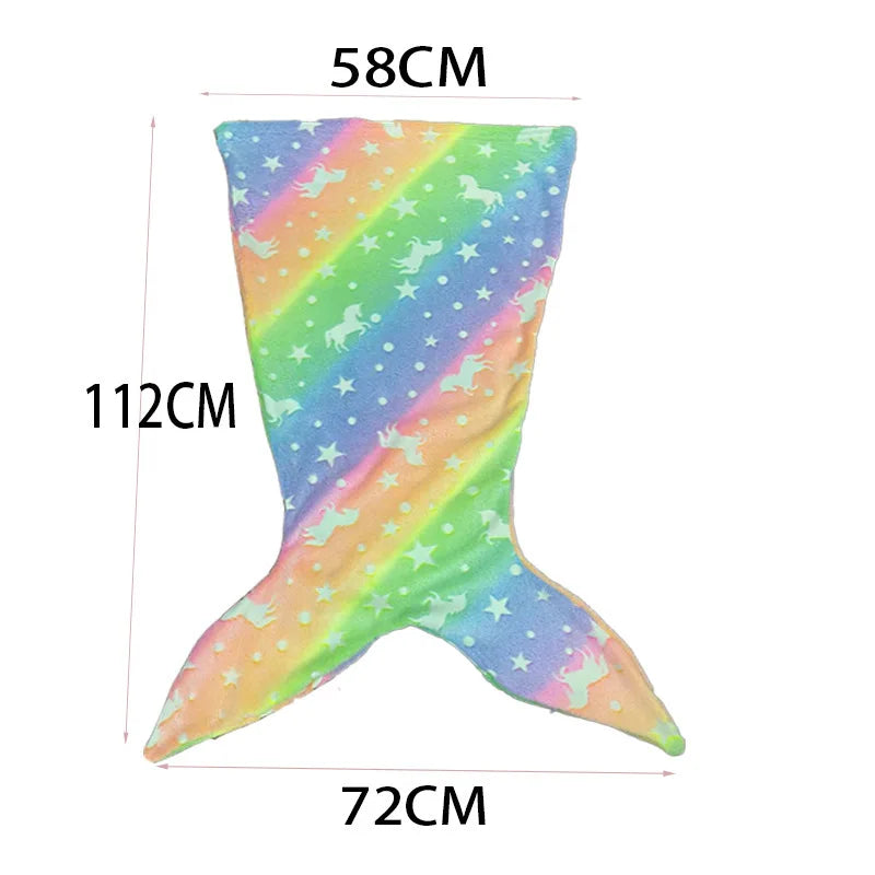 Glow Mermaid Tail Blanket - Soft Wearable Fleece Blanket for Kids