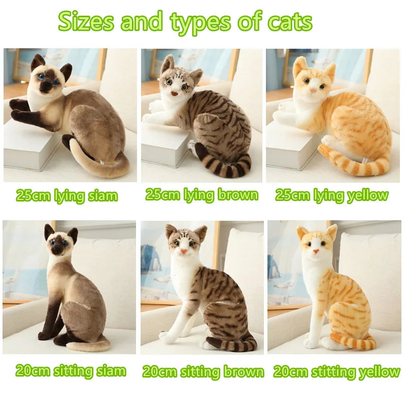 Cat Plush Toy - Soft Realistic Stuffed Cat for Kids & Nursery Decor