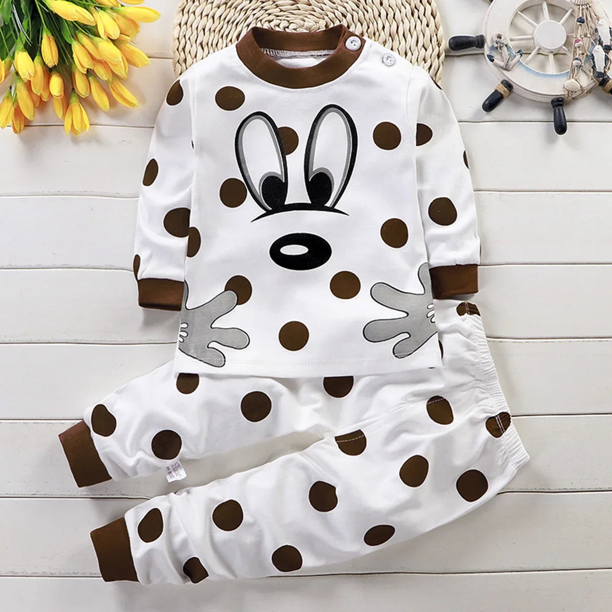 Cute Cartoon Cotton Pyjama Set for Autumn Bedtime & Everyday Lounging