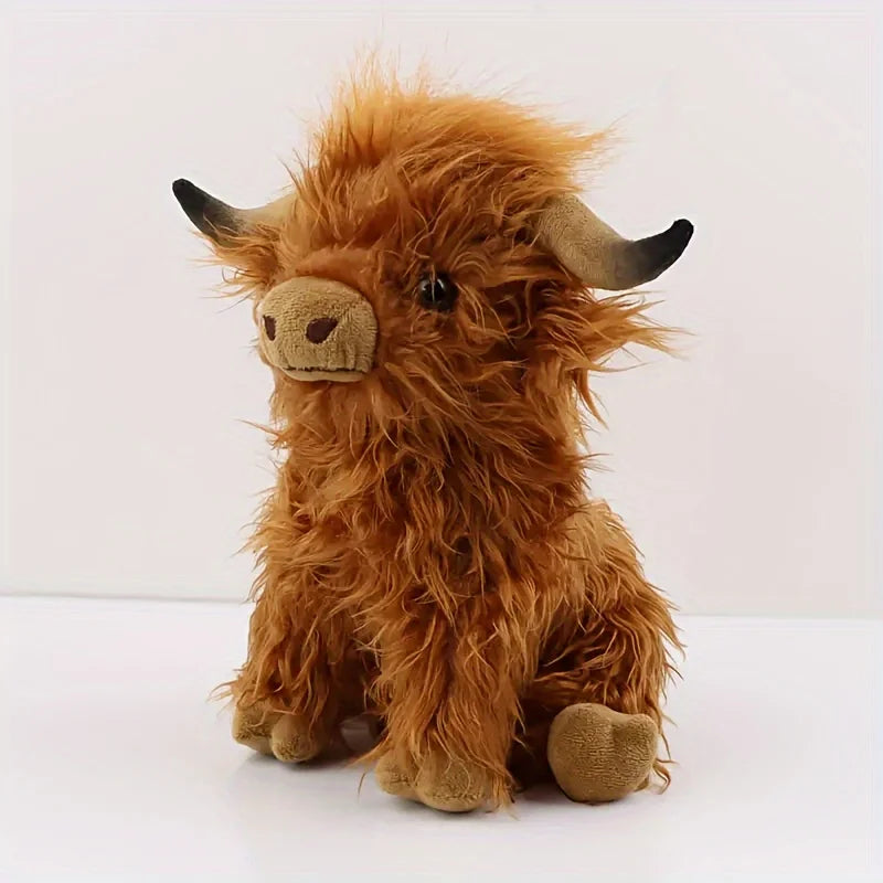 Highland Cow Plush Toy - 25cm Soft Stuffed Farm Animal for Kids