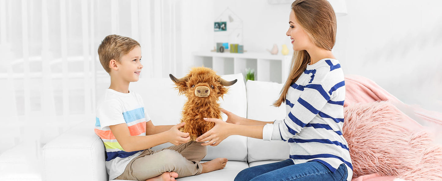 Highland Cow Plush Toy - 25cm Soft Stuffed Farm Animal for Kids