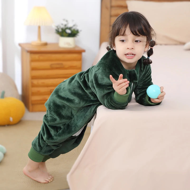 Warm Flannel Kids Sleepsack Pyjamas with Cute Cartoon Animal Prints