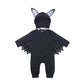 Baby Bat Romper Costume - Black Halloween Jumpsuit with Wing Sleeves