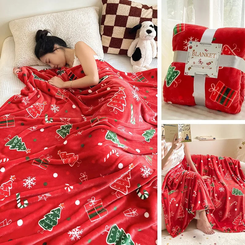 Christmas Flannel Blanket Soft Cozy Holiday Throw