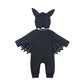 Baby Bat Romper Costume - Black Halloween Jumpsuit with Wing Sleeves