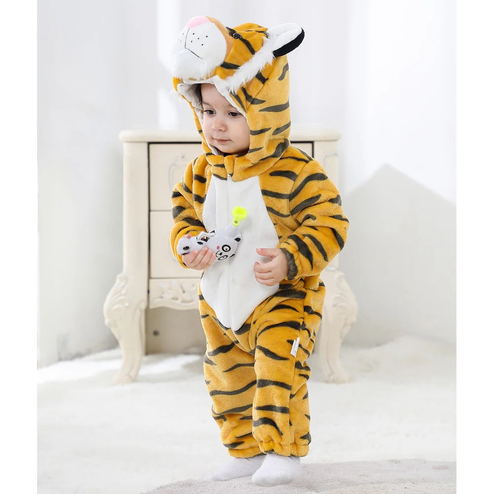 Baby Lion Onesie Costume - Soft Animal Romper with Hooded Mane