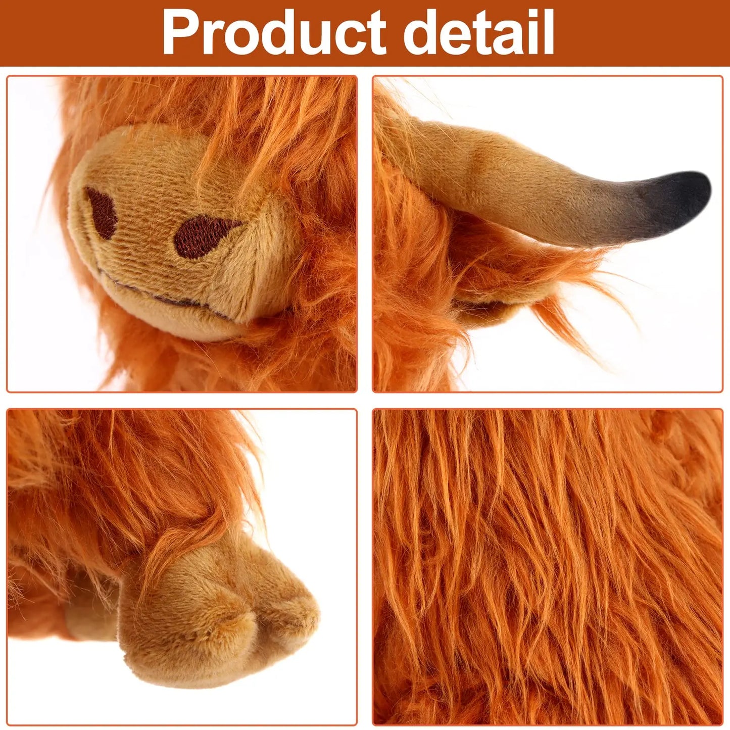 Highland Cow Plush Toy - 25cm Soft Stuffed Farm Animal for Kids