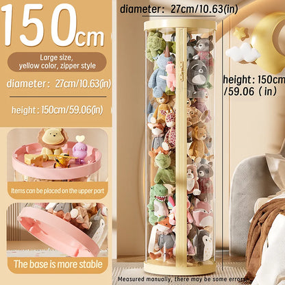 Transparent Plush Toy Storage Tower with Zipper Cover
