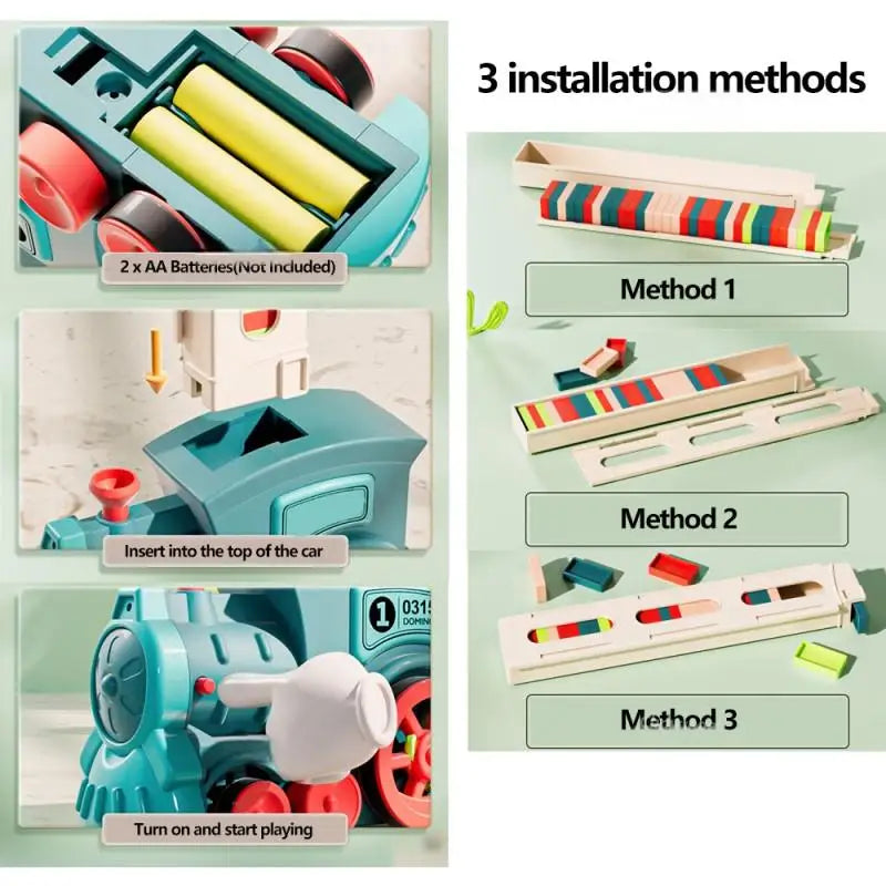 Domino Train Set for Kids with Light and Sound