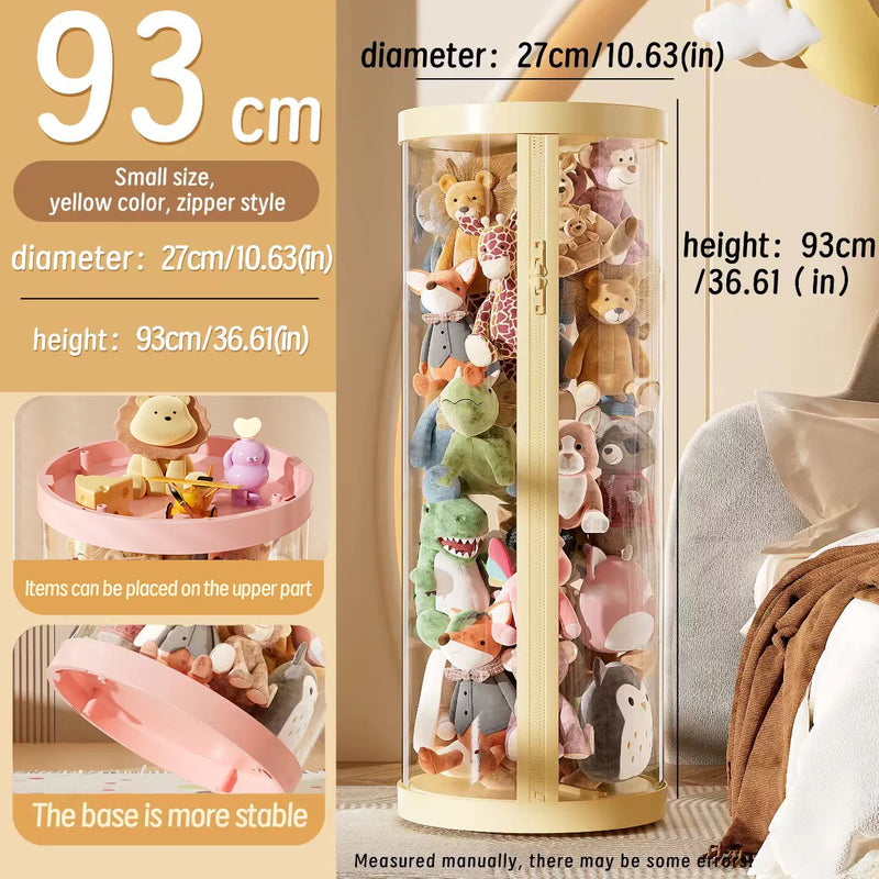 Transparent Plush Toy Storage Tower with Zipper Cover