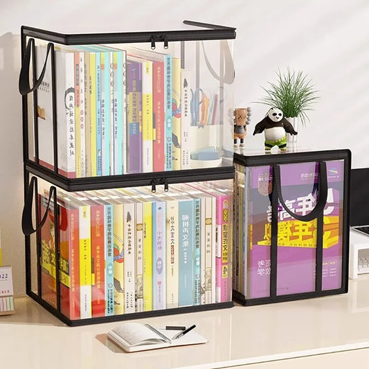 Clear Book Storage Box with Handles