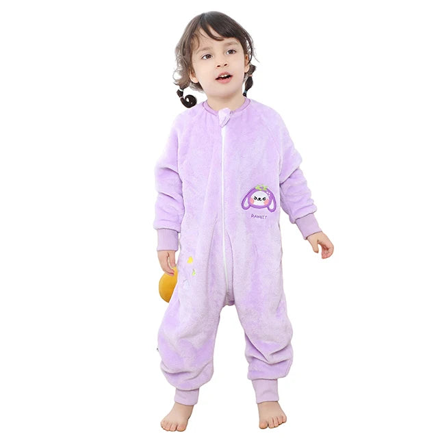 Warm Flannel Kids Sleepsack Pyjamas with Cute Cartoon Animal Prints