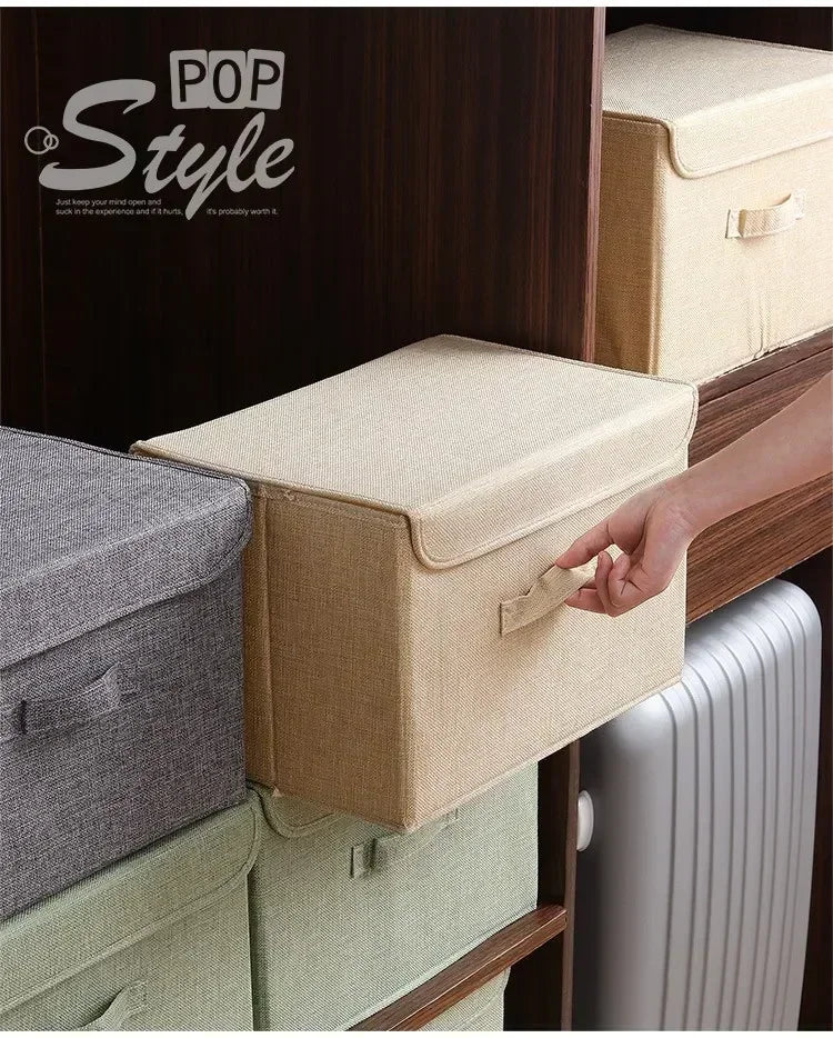 Fabric Organizer Bin with Lid for Home Storage