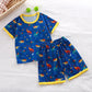 Short Sleeve Kids Pyjama Set with Cute Cartoon Prints