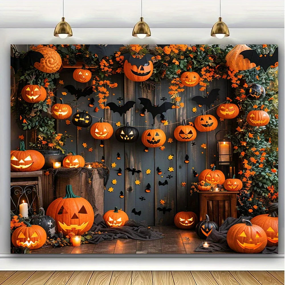 Pumpkin Halloween Backdrop - Autumn Party Banner for Photos & Decor