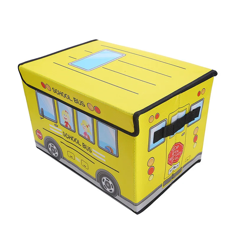 Collapsible School Bus Storage Box – 24L Fabric Organizer