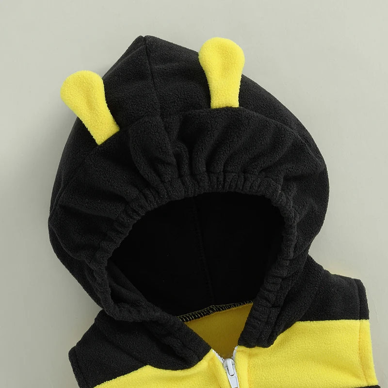 Baby Bee Romper Costume - Hooded Bumblebee Outfit with Long Socks