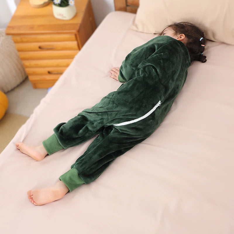 Warm Flannel Kids Sleepsack Pyjamas with Cute Cartoon Animal Prints