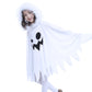 Kids Glow Ghost Costume - White Halloween Cape Outfit with Hood