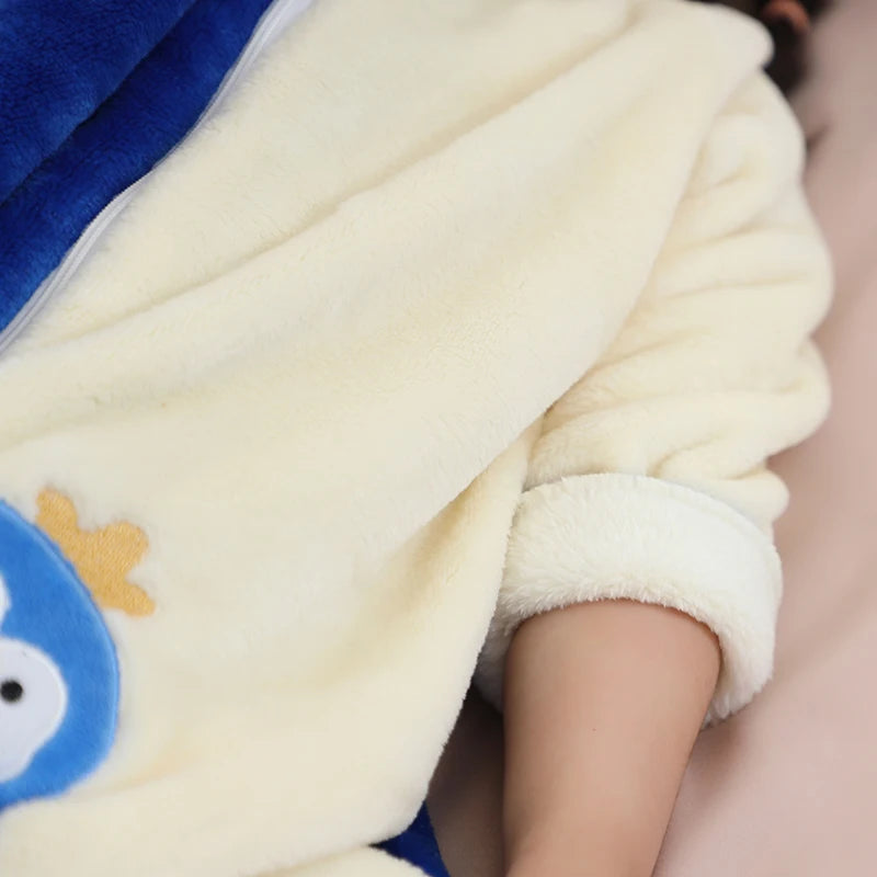 Warm Flannel Kids Sleepsack Pyjamas with Cute Cartoon Animal Prints