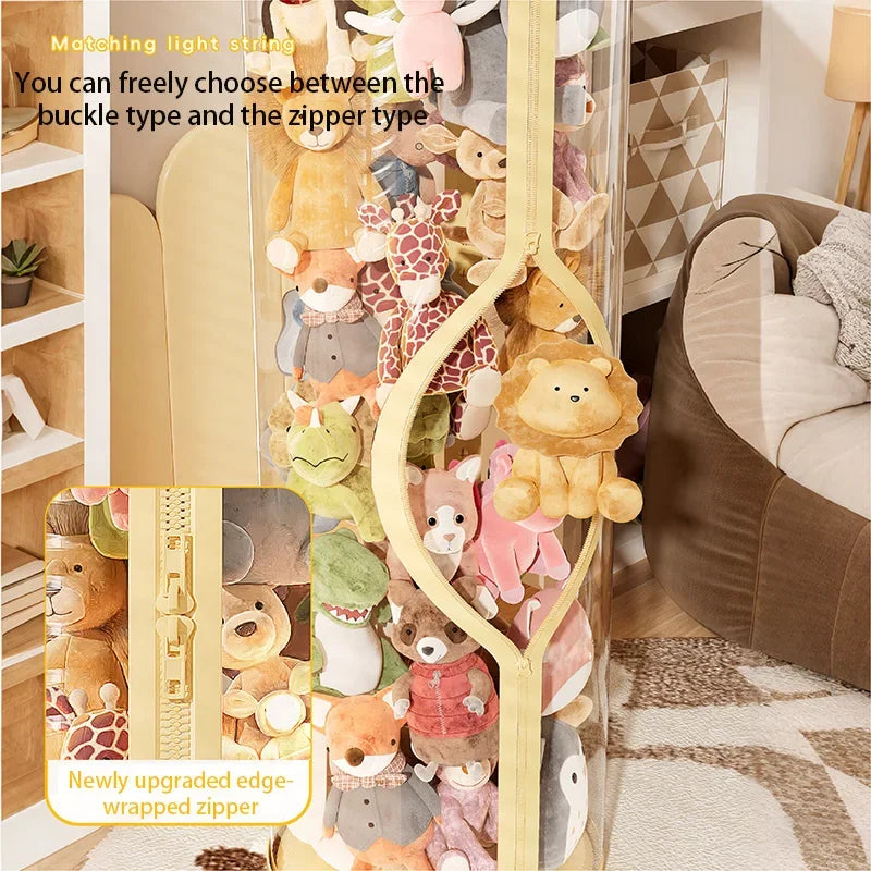 Transparent Plush Toy Storage Tower with Zipper Cover