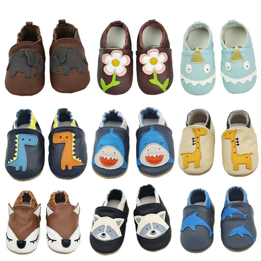WildStep Leather Baby Moccasins | Animal Soft Sole First Walker Shoes 0-24M