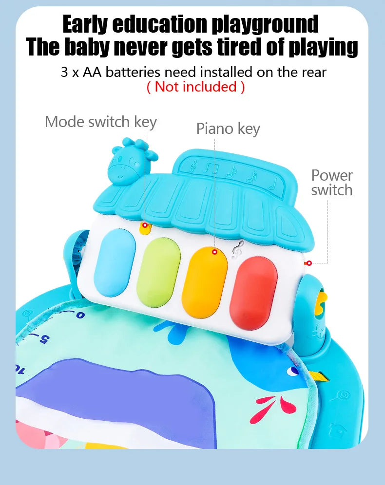 Baby Piano Play Gym with Music Mat and Sensory Toys