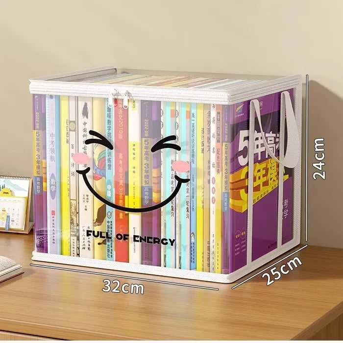 Clear Book Storage Box with Handles