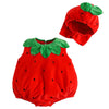 Baby Strawberry Costume - Sleeveless Fruit Romper Outfit with Hat