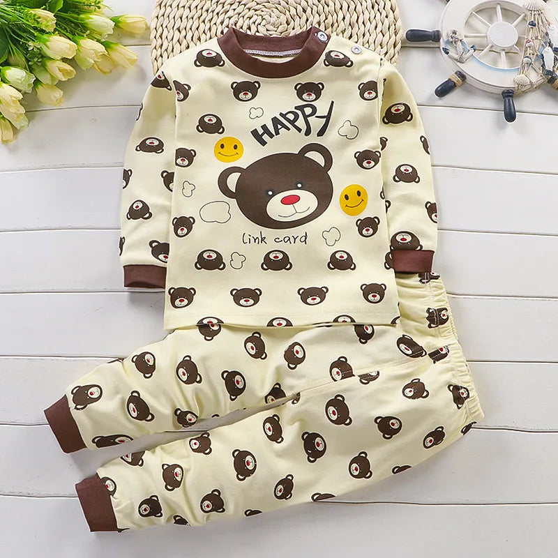 Cute Cartoon Cotton Pyjama Set for Autumn Bedtime & Everyday Lounging