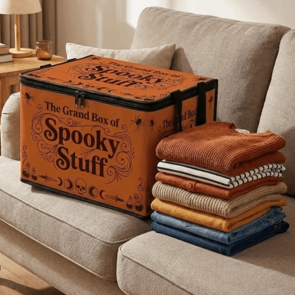 Halloween Storage Box - Spooky Stuff Organiser Bin with Lid