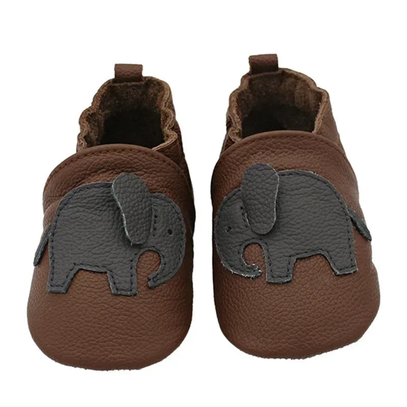 WildStep Leather Baby Moccasins | Animal Soft Sole First Walker Shoes 0-24M