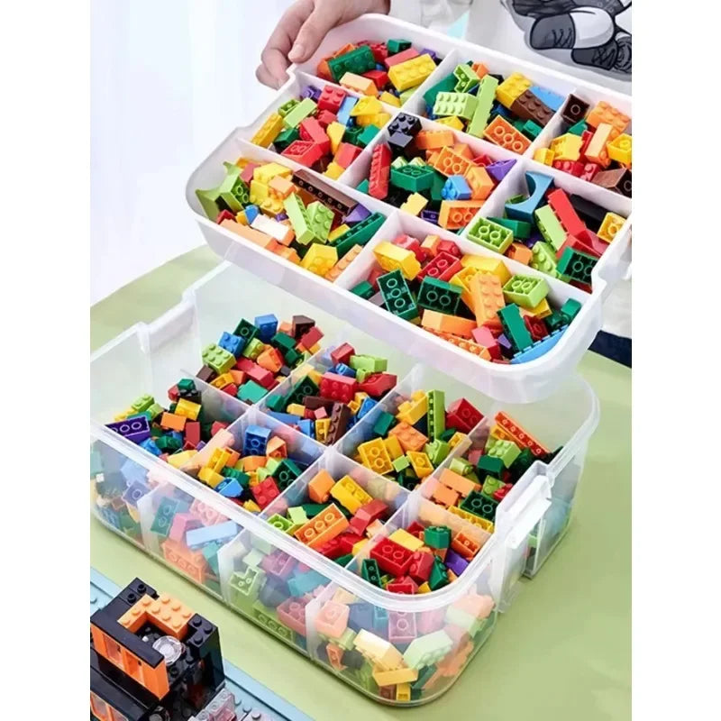 Stackable Kids Building Block Storage Box with 1–3 Layers and Play Lid