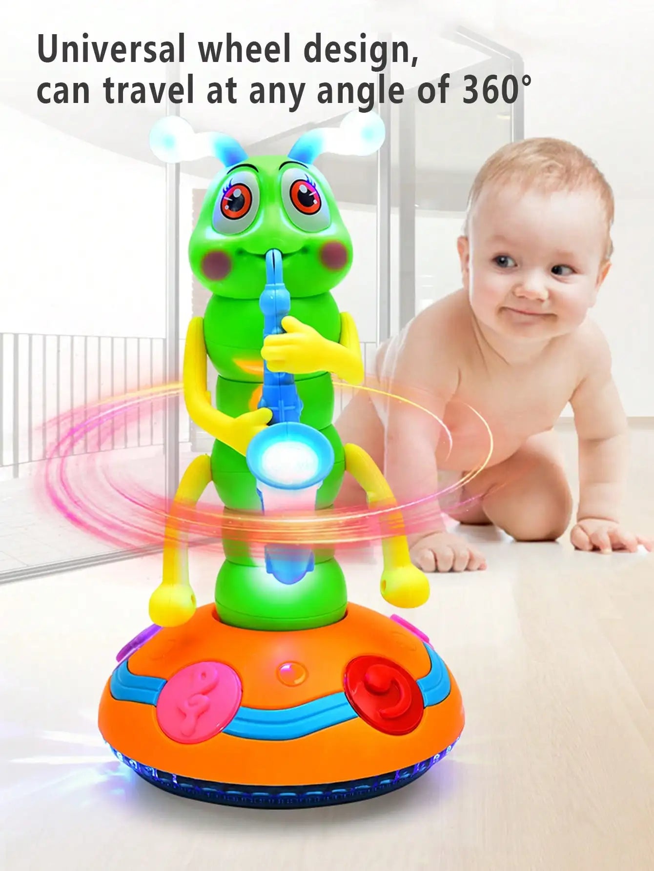 Dancing Caterpillar Saxophone Toy with Lights and Music
