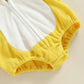 Baby Chick Romper Costume - Hooded Animal Outfit with Striped Leg Warmers