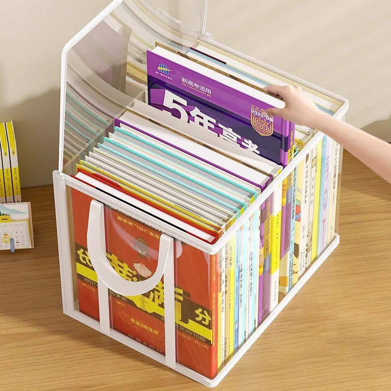 Clear Book Storage Box with Handles