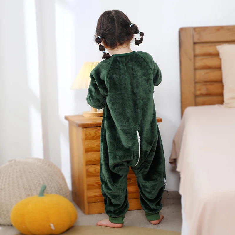 Warm Flannel Kids Sleepsack Pyjamas with Cute Cartoon Animal Prints