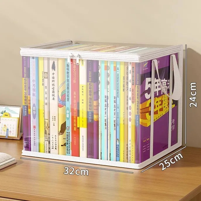 Clear Book Storage Box with Handles